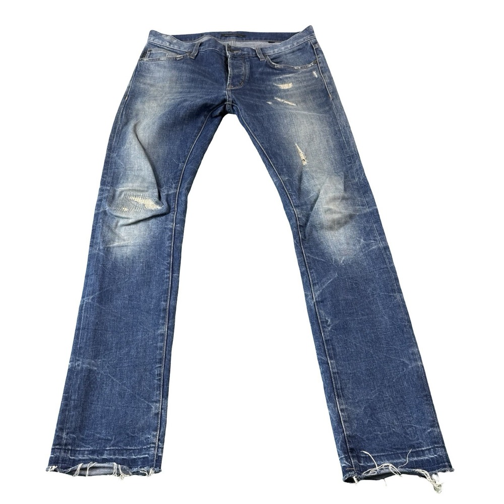 John Varvatos Wight Skinny Distressed Button Fly Mens Jeans 32x32 Blue J315U2B